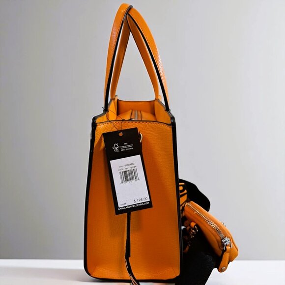 Karl Lagerfeld Paris Maybelle Satchel with Coin Pouch Orange NWT - Picture 7 of 11
